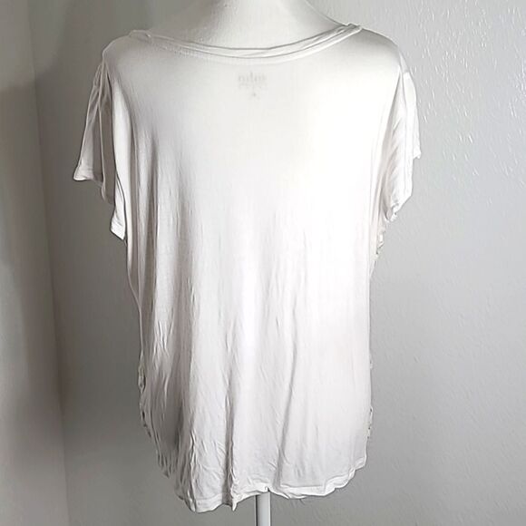 Soho White T-Shirt with Off-White Lace Overlay, Size XL - Picture 6 of 9